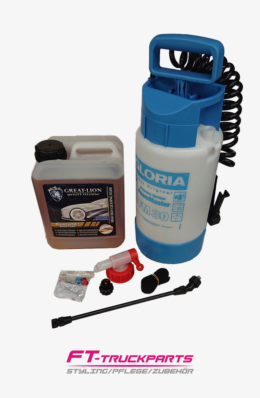 Foam-Set - 5 Liter Great Lion Active X + Gloria FM 30 + Abfüllhahn