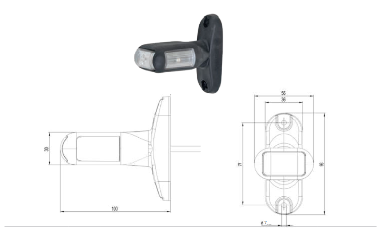 Ermax LED Begrenzungsleuchte eckig - kurzes Modell